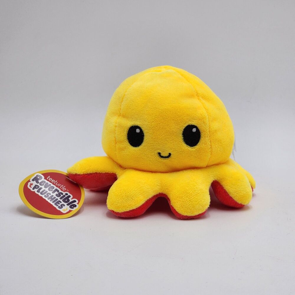 TeeTurtle Reversible Plushies Octopus Happy Mad Mood Mini Plush NWT